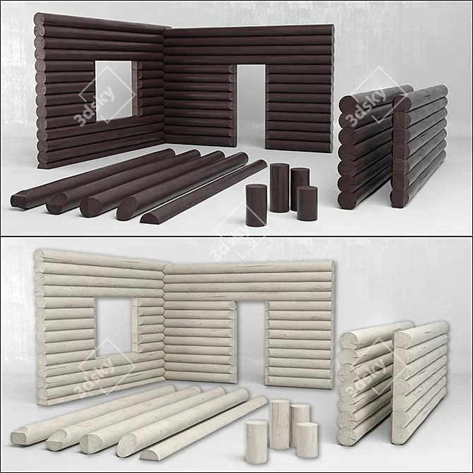 Rustic Wood Logs for 3D Rendering 3D model image 2
