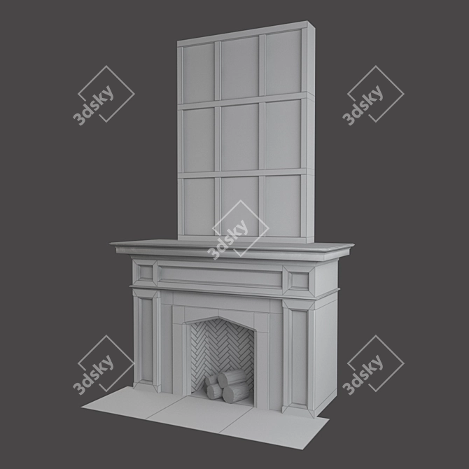 Travertine and Marble Classic Fireplace 3D model image 2