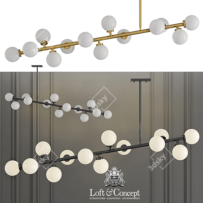 Industrial Metal Bubble Stik Chandelier 3D model image 1