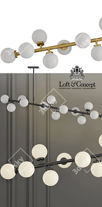 Industrial Metal Bubble Stik Chandelier 3D model image 2