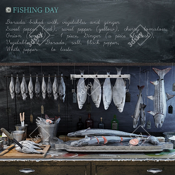 Fishing Feast: Seafood Prep Kit 3D model image 1