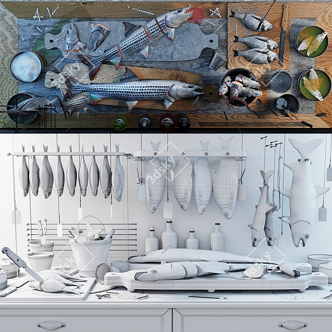 Fishing Feast: Seafood Prep Kit 3D model image 2