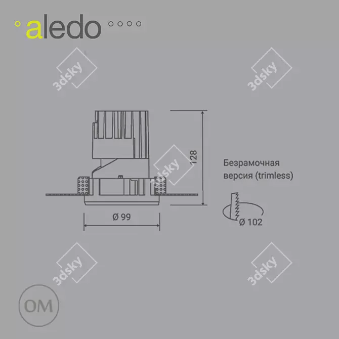 Aledo PLUS 100: Modular Round Turnable LED Light 3D model image 2