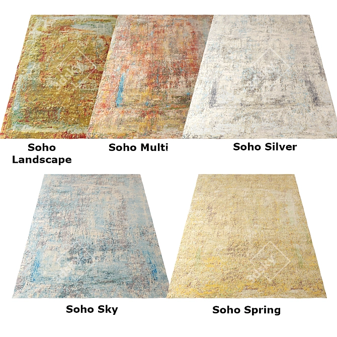 Title: Wool&Silk Soho Carpet - 2000x2500, 5 Colors 3D model image 2