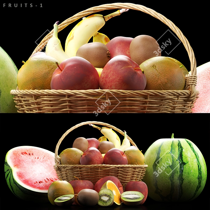 Vibrant Fruits Collection 3D model image 1