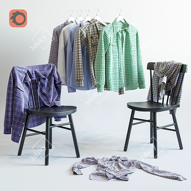 Men's Shirts Set & IKEA NORRARYD Chair 3D model image 3