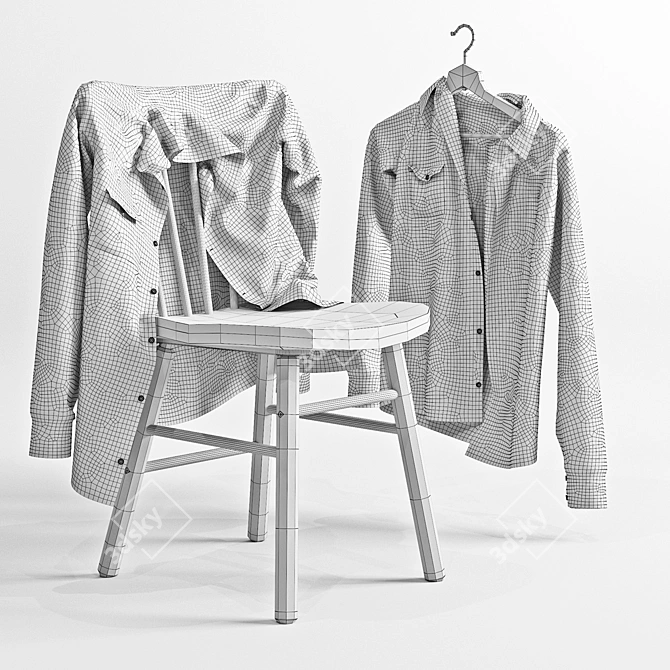 Men's Shirts Set & IKEA NORRARYD Chair 3D model image 2