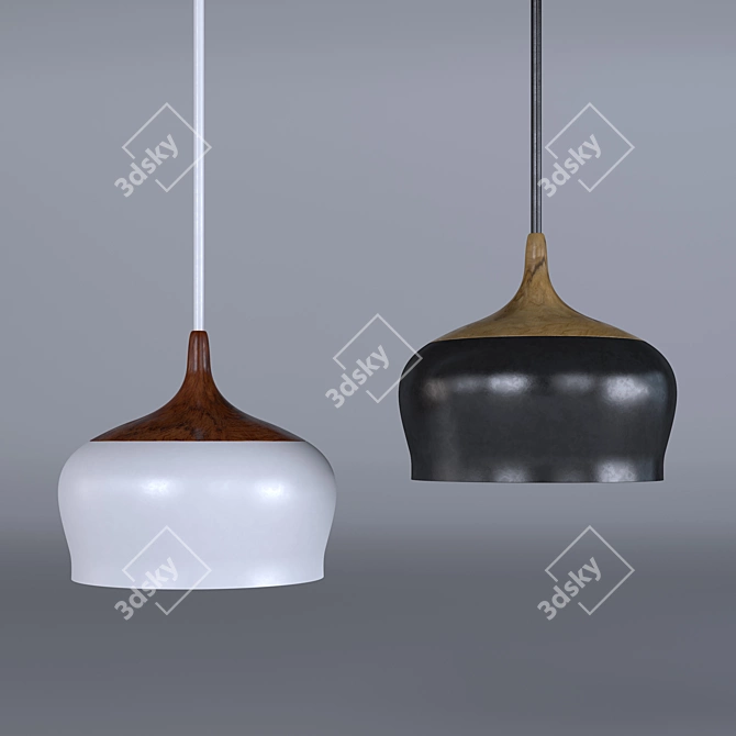 Sleek Iron Pendant Lighting 3D model image 1