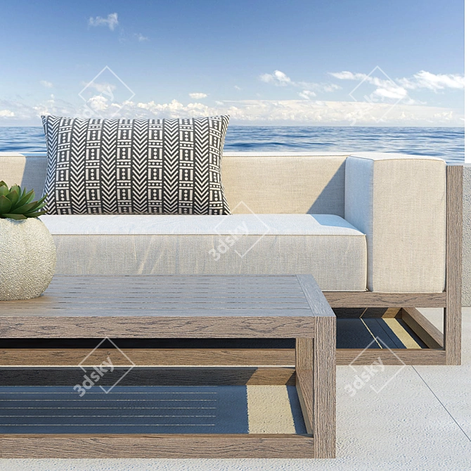 Luxury Teak Sofa: Restoration Hardware Aviara 3D model image 3