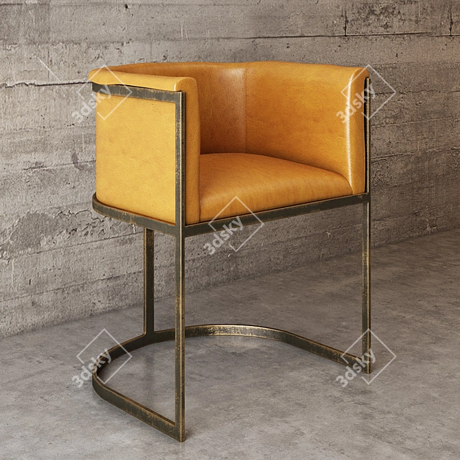 Luxe Yellow Leather Calvin Chair 3D model image 1