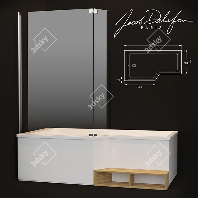 Luxurious Neo Bath-Shower Combo 3D model image 1