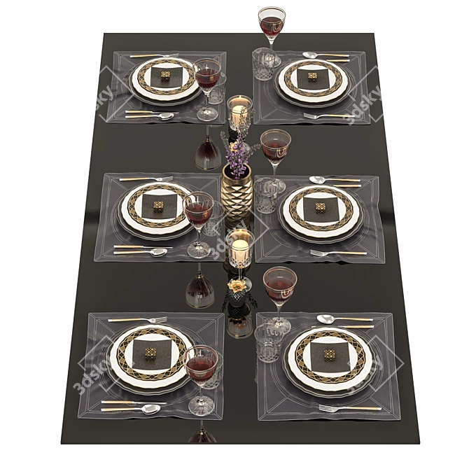 Sleek Tableware Set 3D model image 1