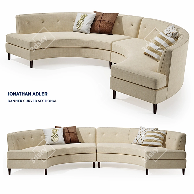 Modern Velvet Sofa 3D model image 1