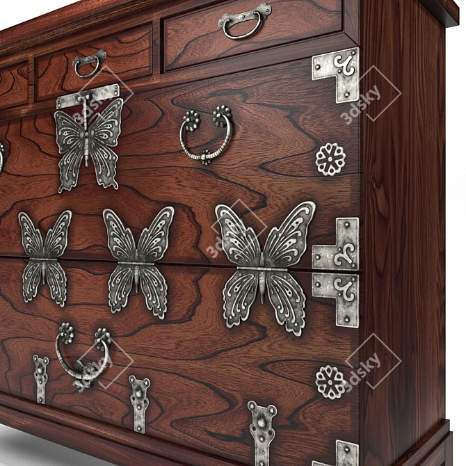 Butterfly Chinoiserie Chest of Drawers 3D model image 2