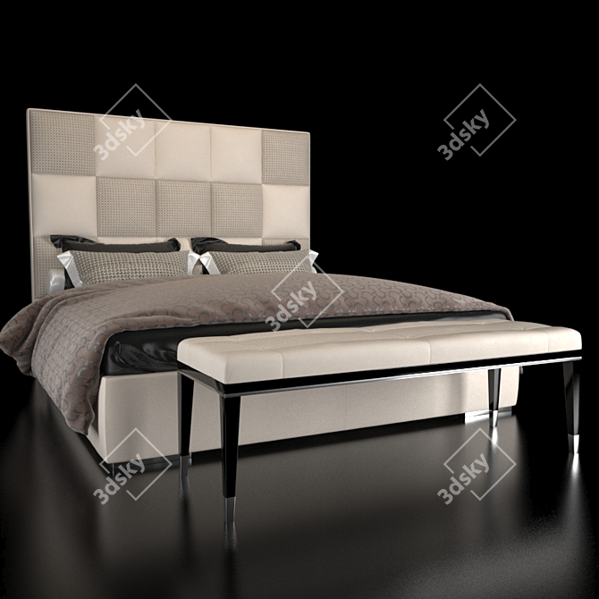 Fendi Diamante Bed & Dedalo Bench 3D model image 1