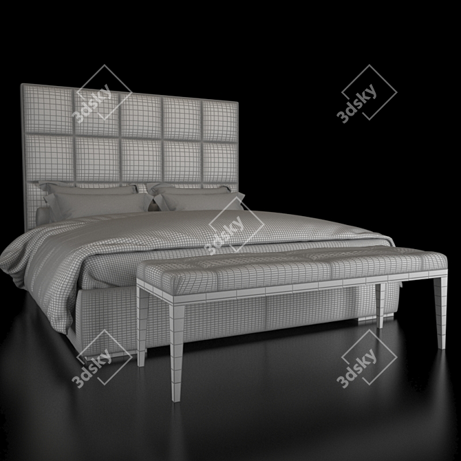 Fendi Diamante Bed & Dedalo Bench 3D model image 2