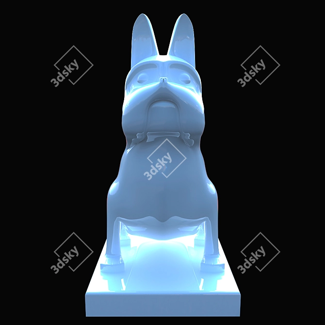 Cute French Bulldog Ceramic Statue 3D model image 2