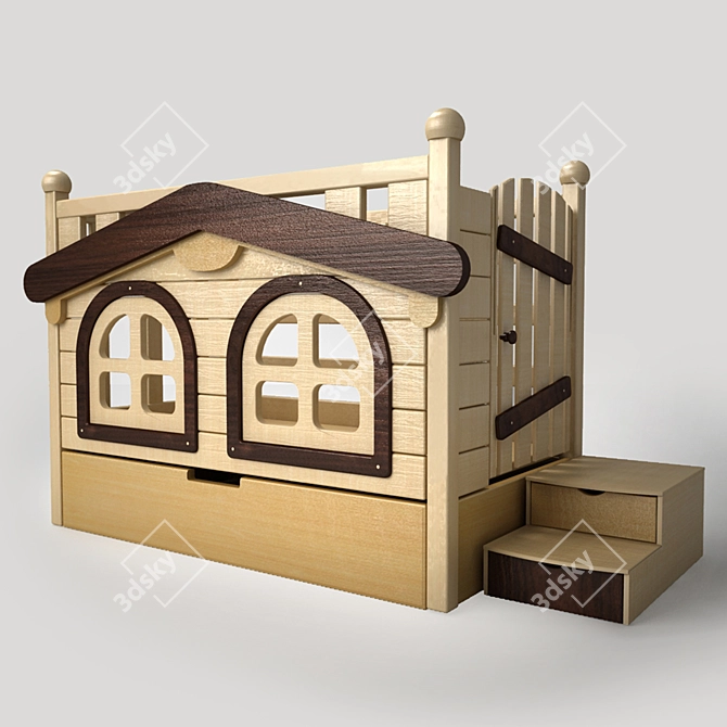 Cozy Cottage Baby Bed 3D model image 1