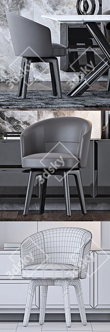 Elegant Minotti Furniture Set: Amelie Chair, Lou & Van Dyck Tables, Halo Chandelier, Demeter & Atollo L 3D model image 2