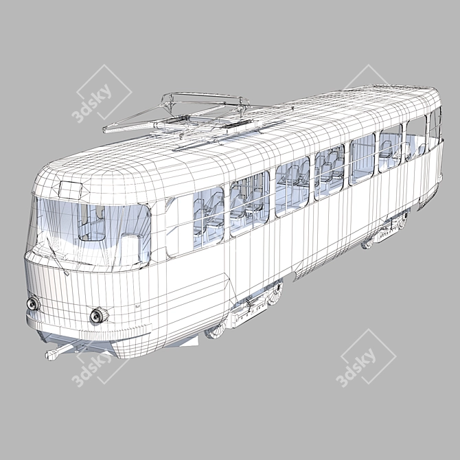 Vintage Tatra T3 Tram 3D model image 3