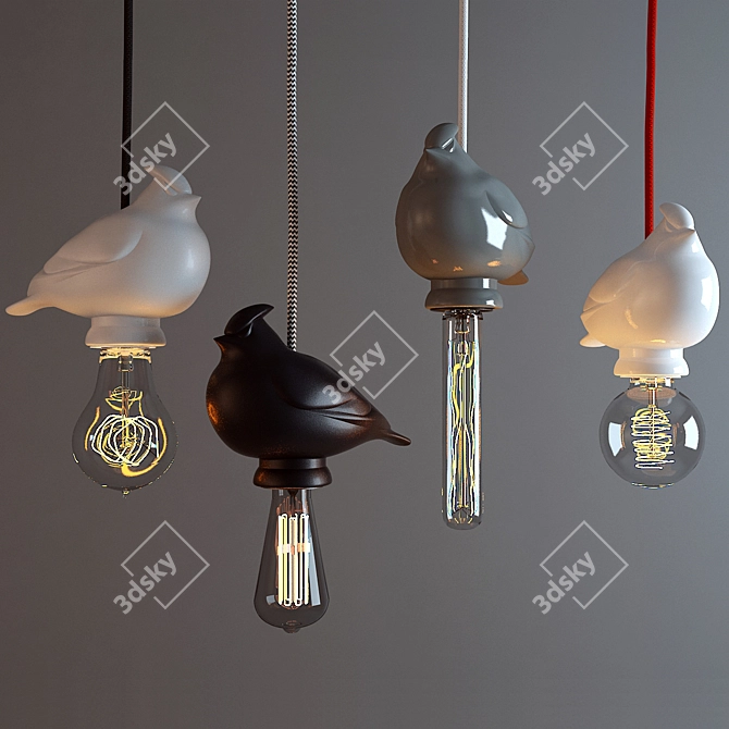 Ceramic Bird Pendant Lamp 3D model image 1