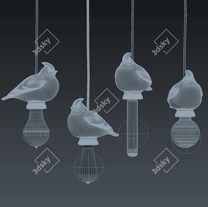 Ceramic Bird Pendant Lamp 3D model image 2