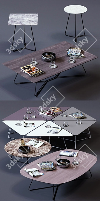 Modern Ditre Italia Coffee Table Set 3D model image 2