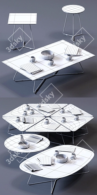 Modern Ditre Italia Coffee Table Set 3D model image 3