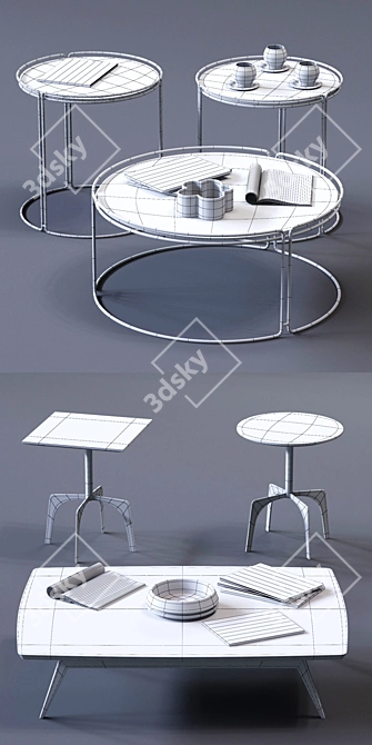 Ditre Italia Coffee Tables Set 3D model image 3