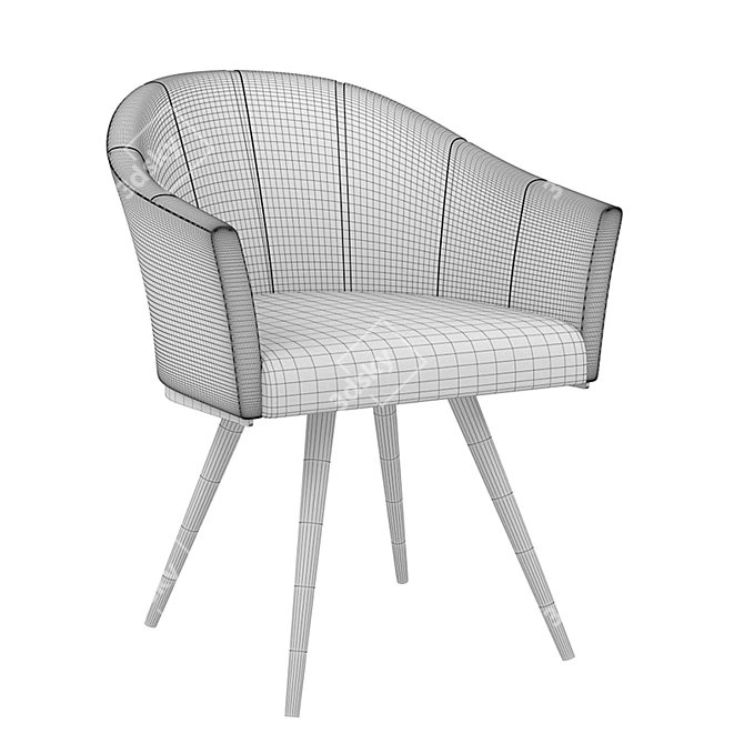 Elegant Ivory Chair with Chrome Legs 3D model image 2