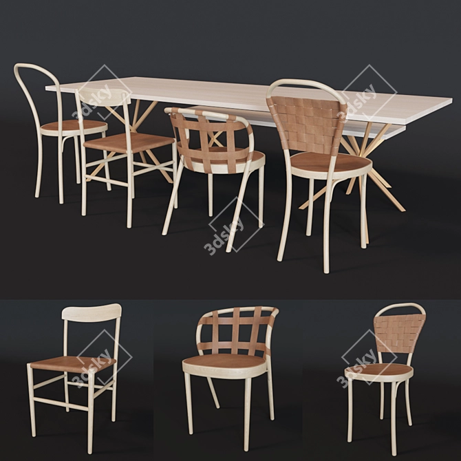 Modern Elegant Dining Room Set 3D model image 1