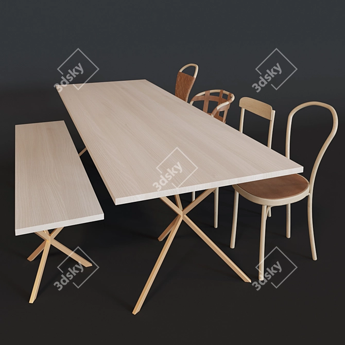 Modern Elegant Dining Room Set 3D model image 2