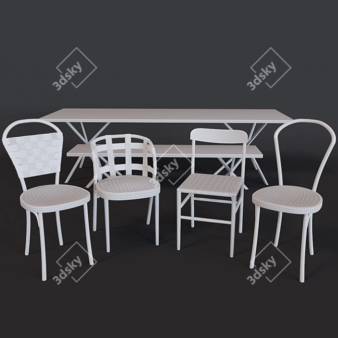 Modern Elegant Dining Room Set 3D model image 3