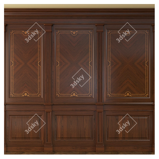 Inlaid Wood Panel: Exquisite Craftsmanship 3D model image 1