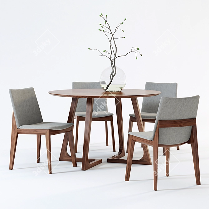 - Scandinavian Designs Fuchsia Dining Set 3D model image 1