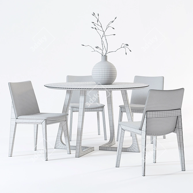 - Scandinavian Designs Fuchsia Dining Set 3D model image 2