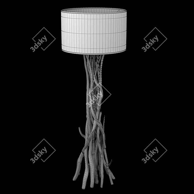 Driftwood Natural Wood Floor Lamp 3D model image 3