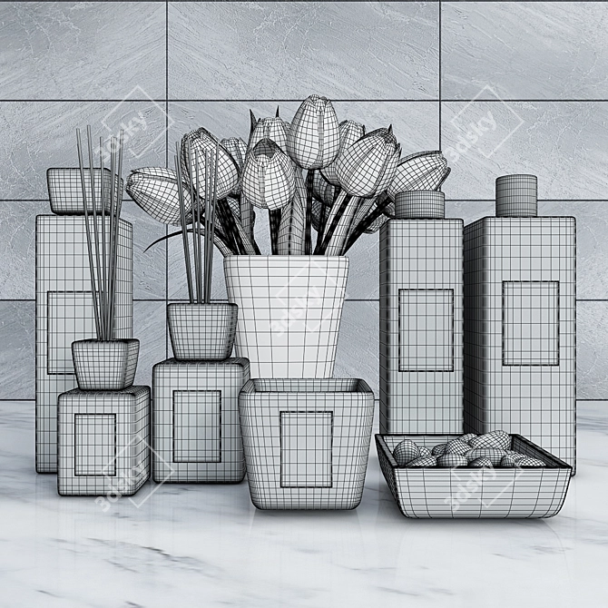 Millefiori ZONA Home Diffusers & Tulip Bouquet Set 3D model image 2
