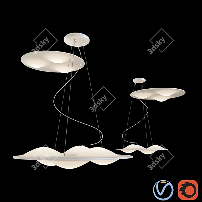 Modern Circle Wave Pendant Lights 3D model image 1