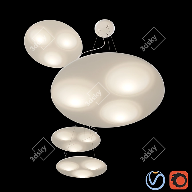 Modern Circle Wave Pendant Lights 3D model image 2