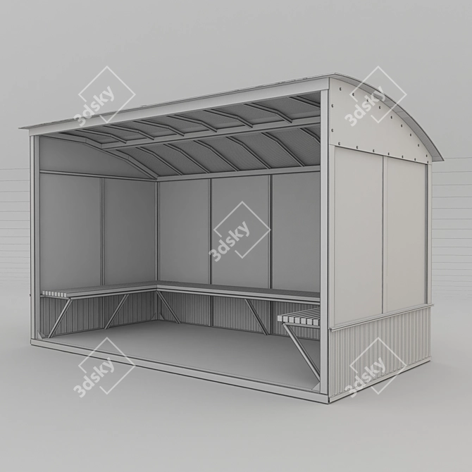 Modern Steel Bus Stop 3D model image 2