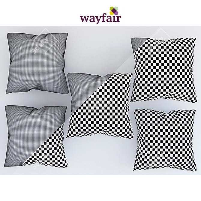 Cozy Comfort: Wayfair Pillow Set 3D model image 2