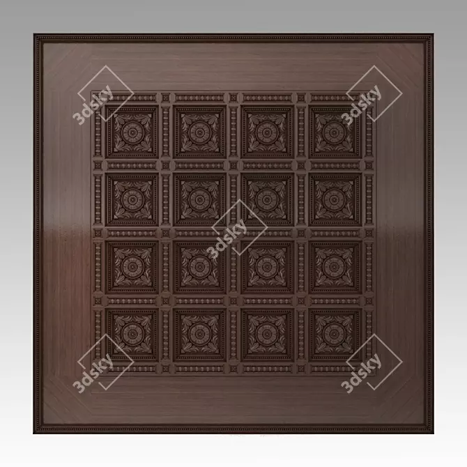 Title: Seamless Wooden Coffered Ceiling 3D model image 1