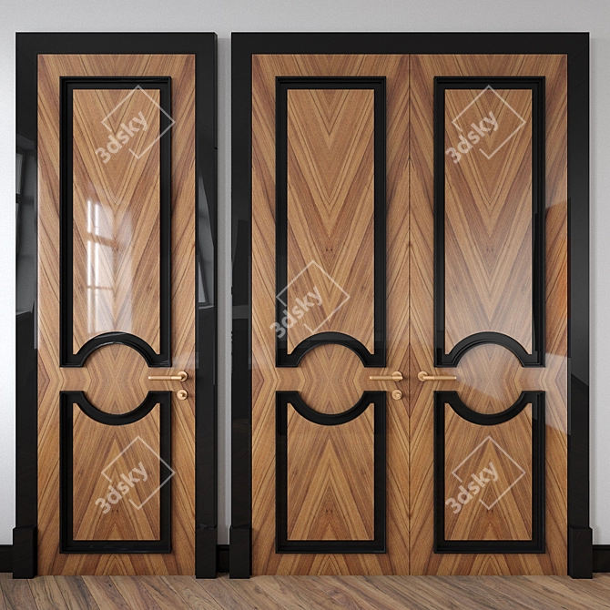 Walnut Texture Door Set 3D model image 1