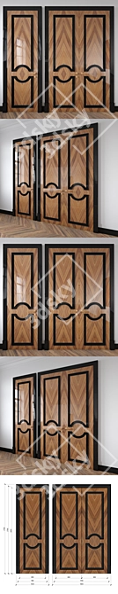 Walnut Texture Door Set 3D model image 2