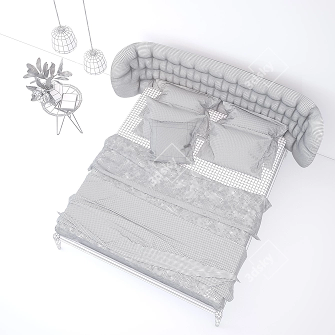 Elegant Shiko Capitonne Bed by Miniforms 3D model image 3