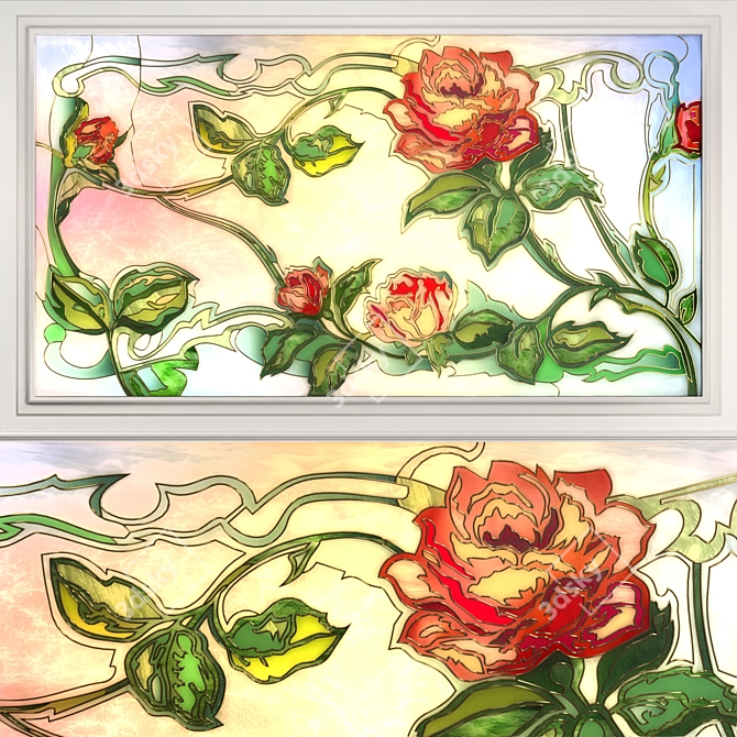 Vibrant Rose Stained Glass 3D model image 1