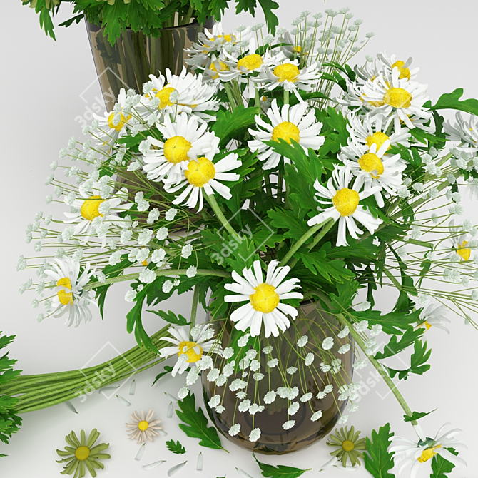 Charming Daisy Décor Set 3D model image 3