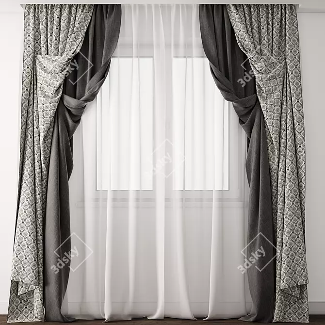 Curtain Masterpiece: Intricate Design 3D model image 1