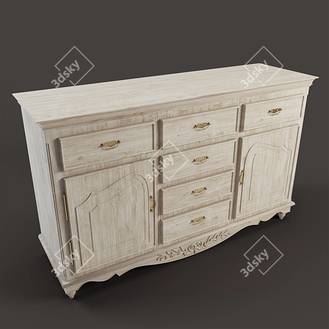 Romantic Country Corner Chest: 2 Doors, 6 Drawers 3D model image 2